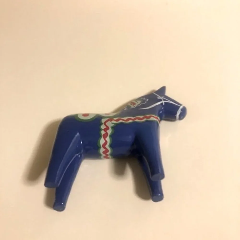 Vntage Akta Hemslojd Painted Swedish Dala Horse Wooden blue 10cm Authen…
